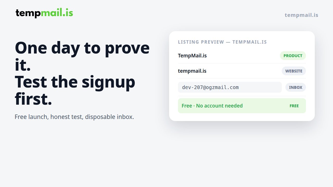 TempMail.is — One-Click Inboxes for Laun logo