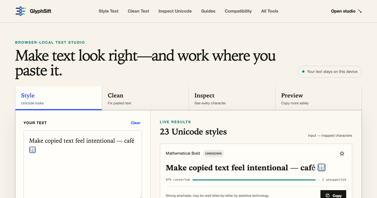 GlyphSift - Copy-Paste Text Studio screenshot
