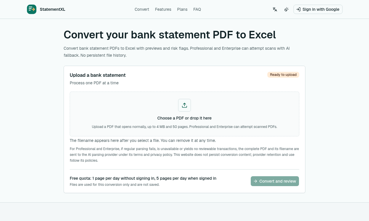 StatementXL screenshot