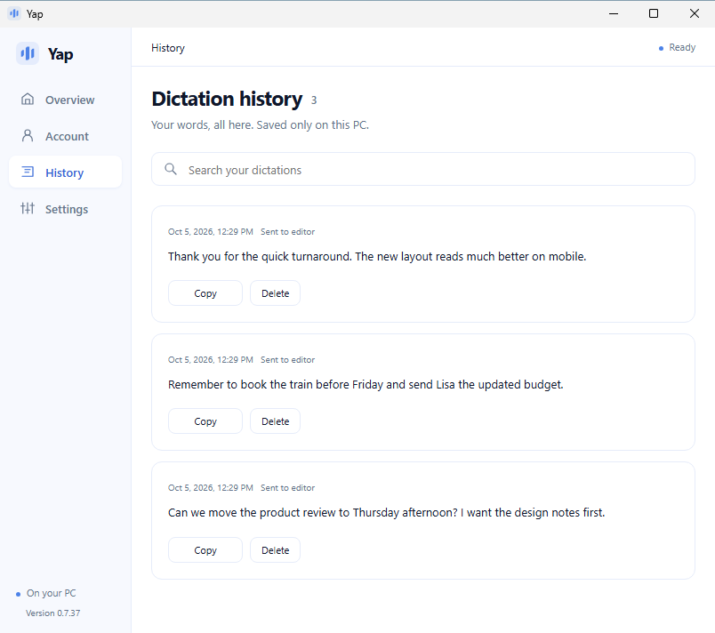 Yap screenshot