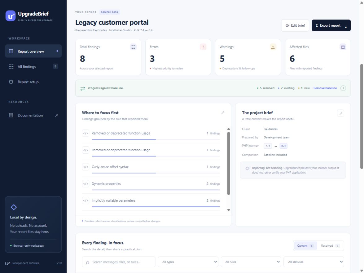 UpgradeBrief screenshot