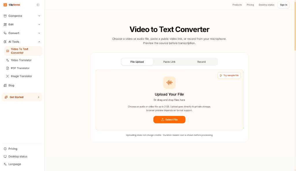 ClipShrink screenshot