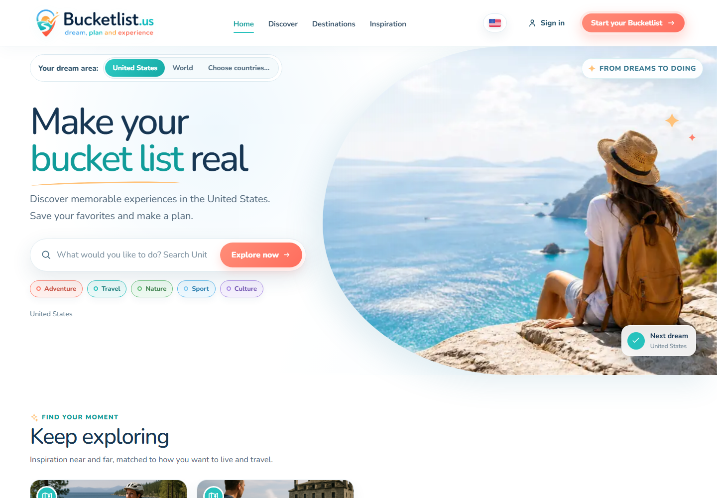 Bucketlist.us screenshot
