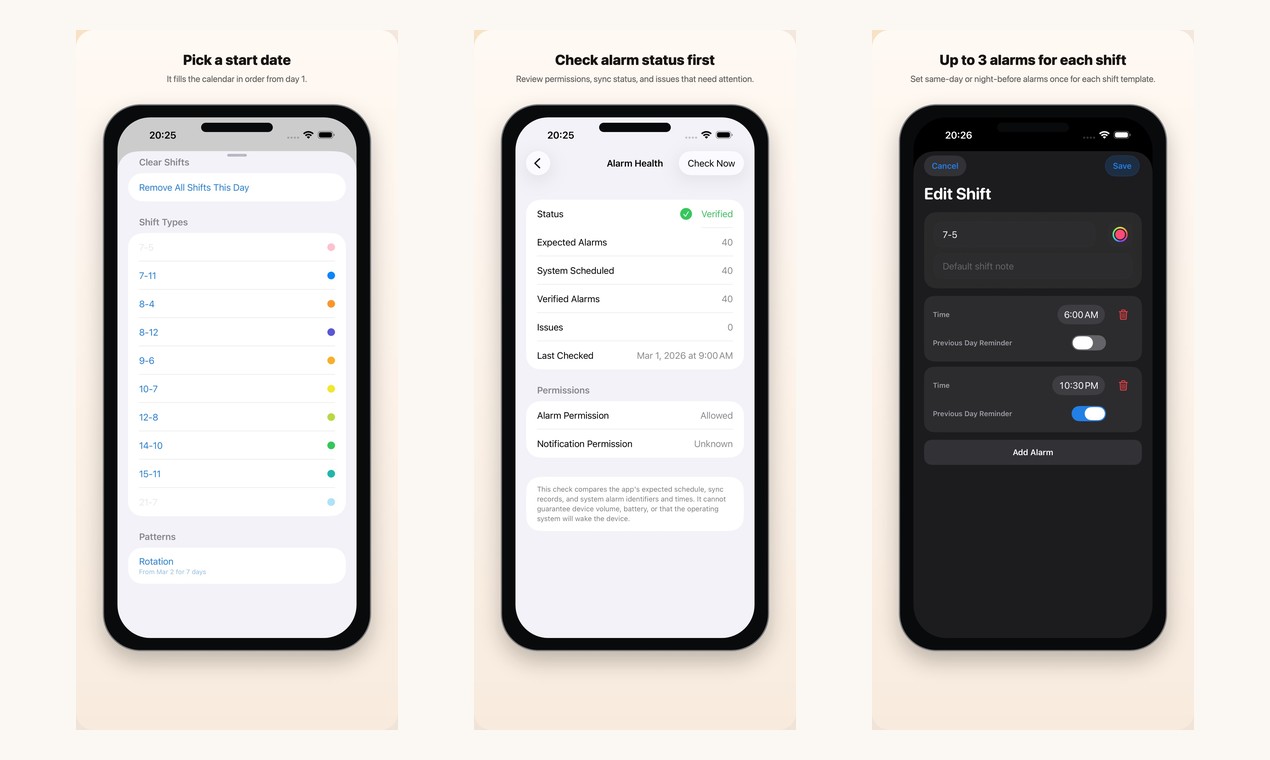 Shift Calendar Alarm screenshot