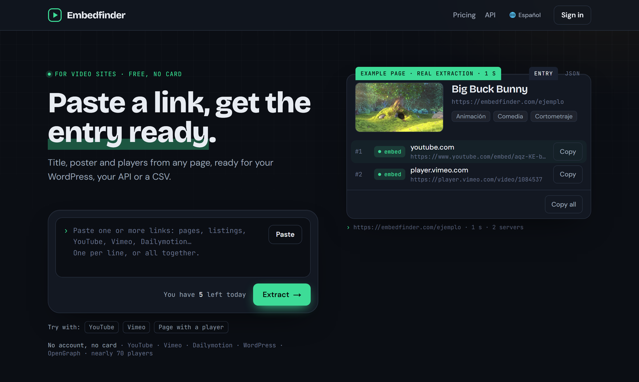 Embedfinder screenshot