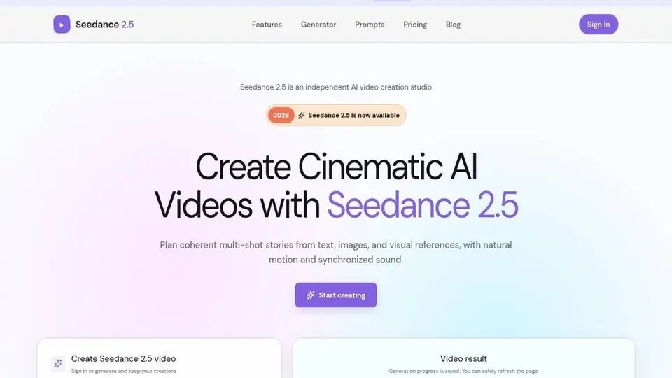 Seedance 2.5 screenshot