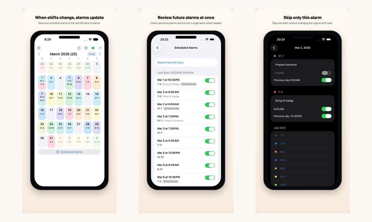 Shift Calendar Alarm screenshot